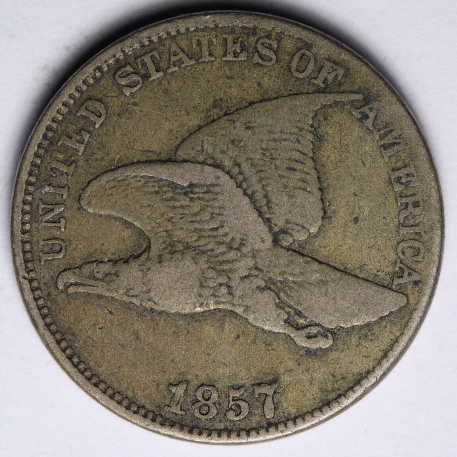 1857 OBV OF 1856 Flying Eagle Cent Penny VF+ E102 T